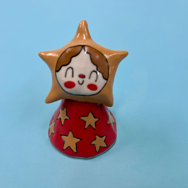 Ceramic Hand Built Bell Star Child