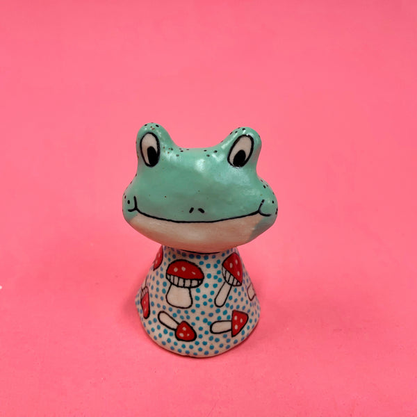 Ceramic Hand Built Bell Cats, Frog, Bear