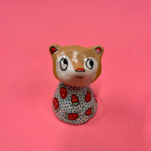 Ceramic Hand Built Bell Cats, Frog, Bear