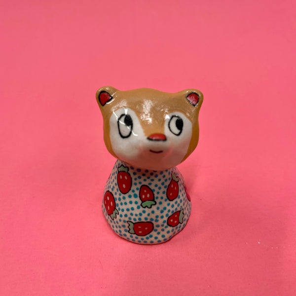 Ceramic Hand Built Bell Cats, Frog, Bear