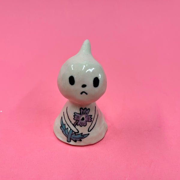 Ceramic Hand Built Bell Ghost Skull