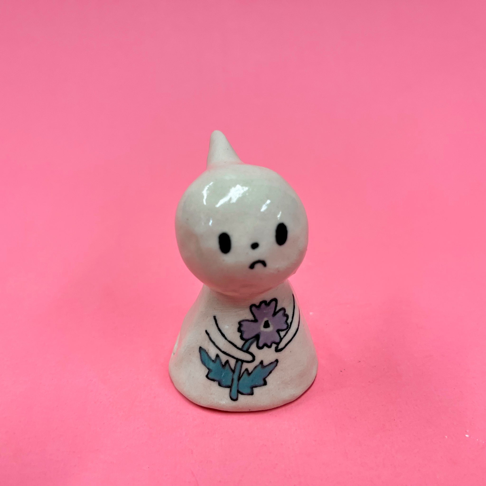 Ceramic Hand Built Bell Ghost Skull