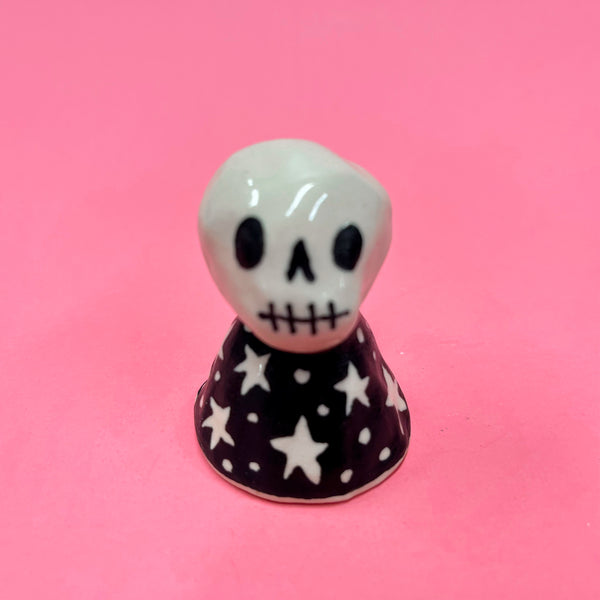 Ceramic Hand Built Bell Ghost Skull