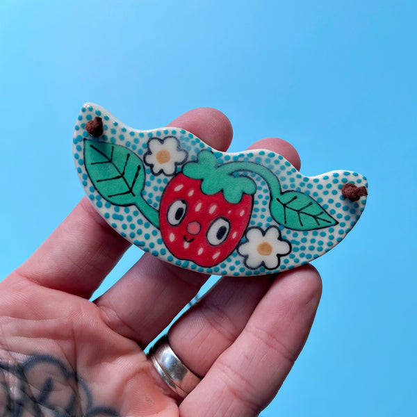 Ceramic Hand Built Strawberry Necklace