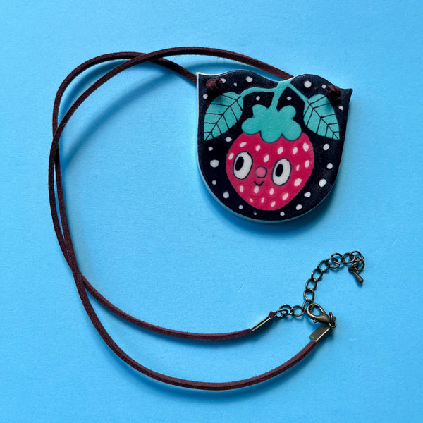 Ceramic Hand Built Strawberry Necklace
