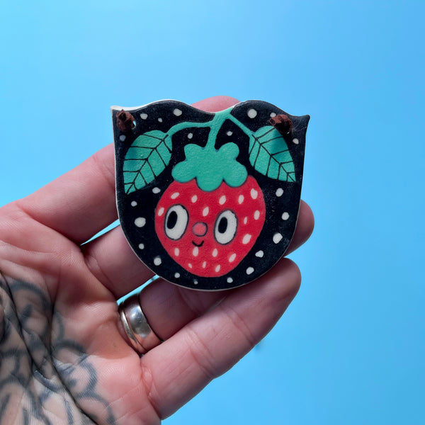 Ceramic Hand Built Strawberry Necklace
