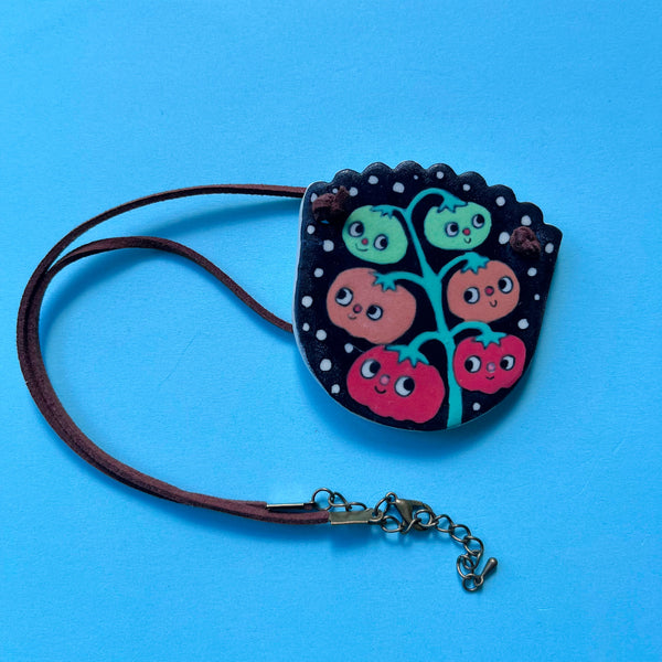Ceramic Hand Built Tomatoe Necklace