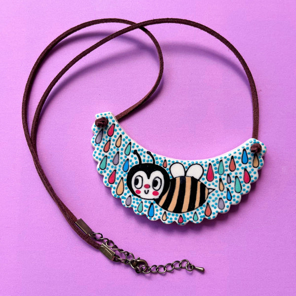 Ceramic Hand Built Bee Necklace