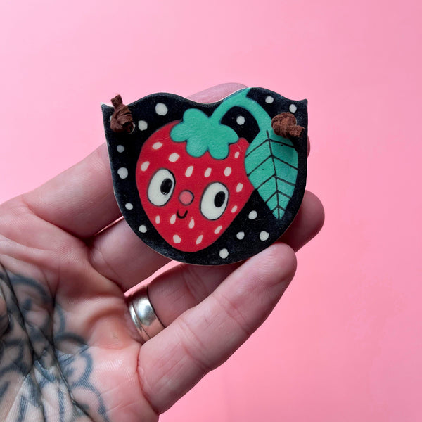 Ceramic Hand Built Strawberry Necklace