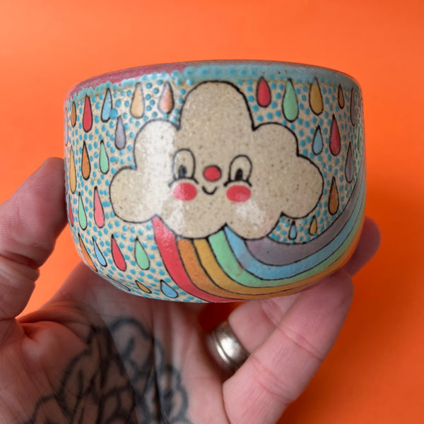 Ceramic Wheel Thrown Rainbow Cloud Bowl