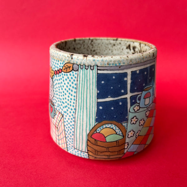 Ceramic Wheel Thrown Cozy Cats Mug 11.5oz