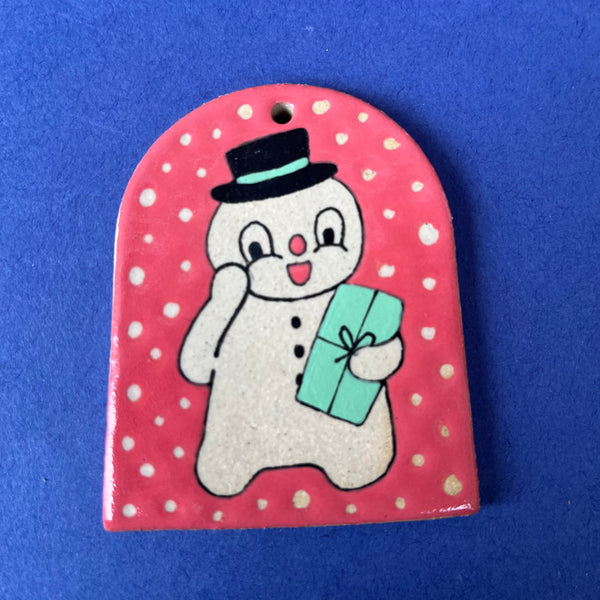 Ceramic Hand Built Snowman Ornament