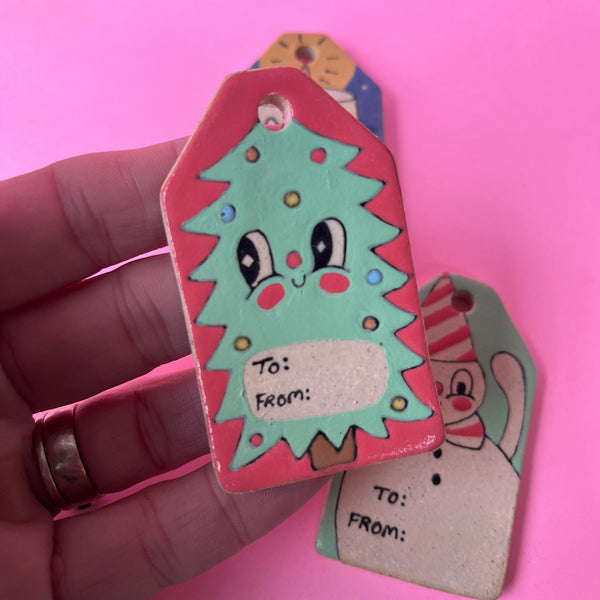 Ceramic Hand Built Gift Tags Set Of 3