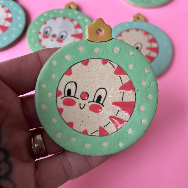 Ceramic Hand Built Peppermint Ornament