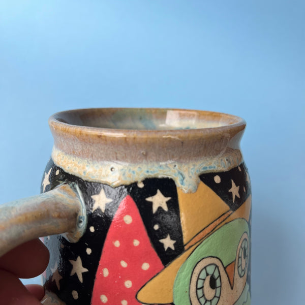 Ceramic Wheel Thrown Owl Mushroom Mug 11.5oz