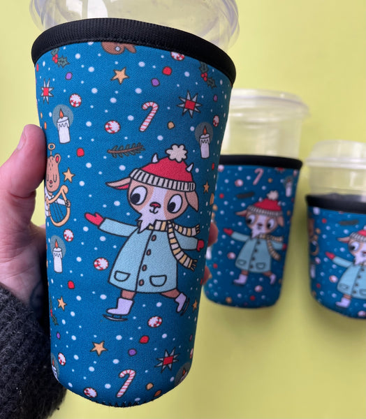 Winter Ice Skater Neoprene Drink Sleeve