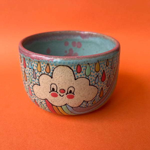 Ceramic Wheel Thrown Rainbow Cloud Bowl