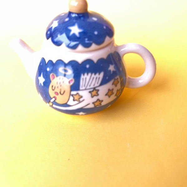 Ceramic Slip Cast Squirrel Angel Teapot Ornament