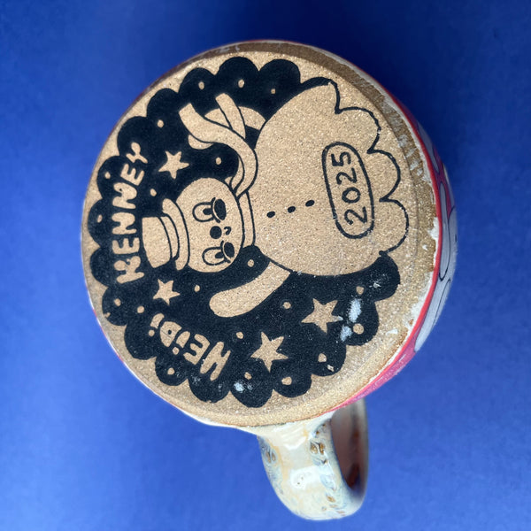 Ceramic Wheel Thrown Snowman Mug 11oz