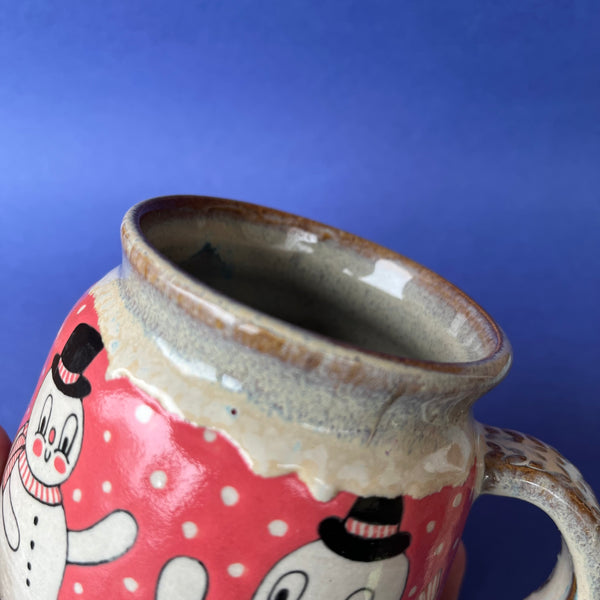 Ceramic Wheel Thrown Snowman Mug 11oz