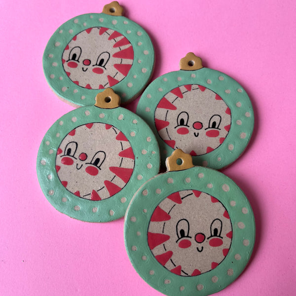Ceramic Hand Built Peppermint Ornament