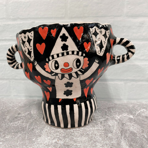 Ceramic Hand Built Happy Clown Jar