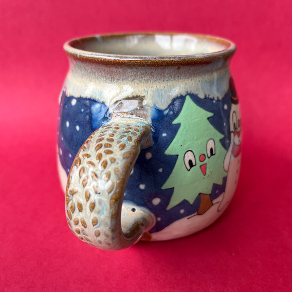 Ceramic Wheel Thrown Snowman Mug 14oz