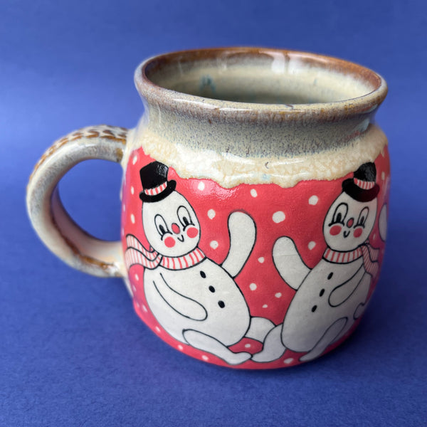 Ceramic Wheel Thrown Snowman Mug 11oz