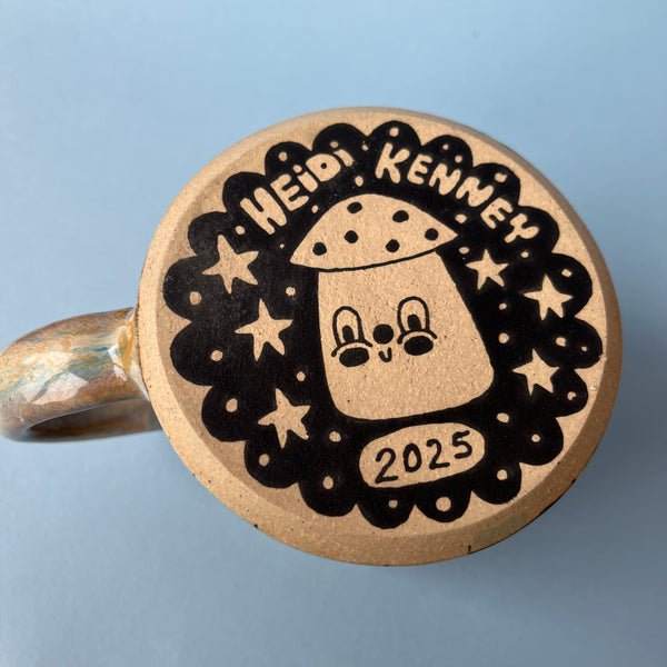 Ceramic Wheel Thrown Owl Mushroom Mug 11.5oz