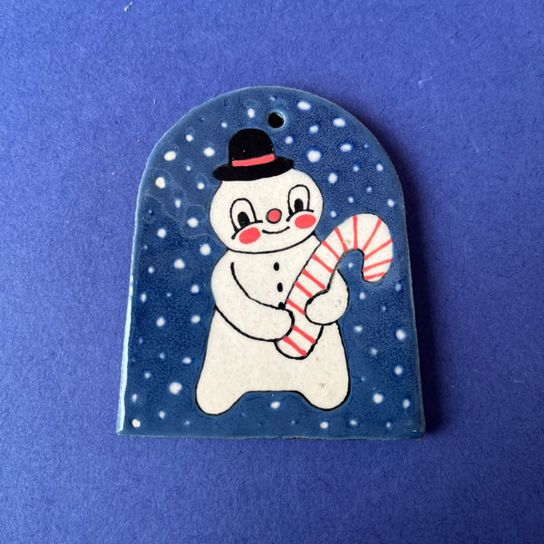 Ceramic Hand Built Snowman Ornament