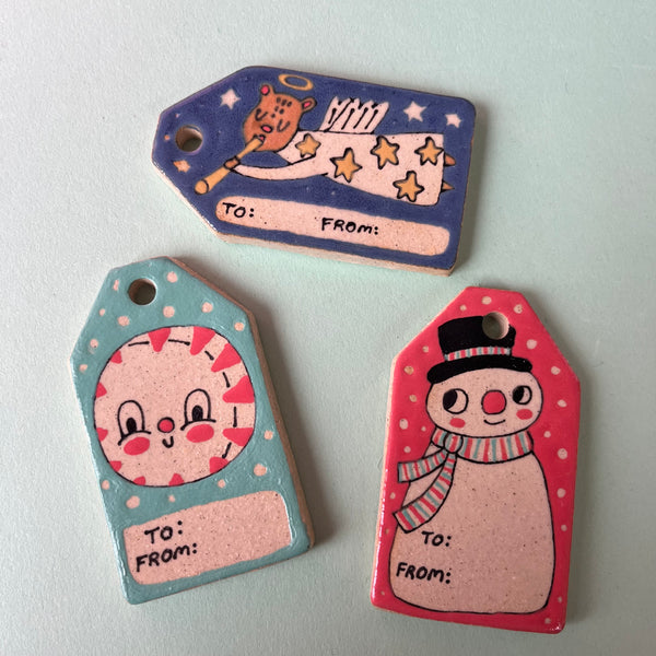 Ceramic Hand Built Gift Tags Set Of 3