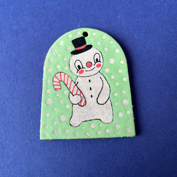 Ceramic Hand Built Snowman Ornament