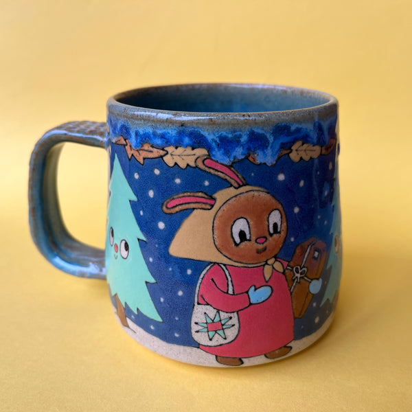 Ceramic Wheel Thrown Winter Walk Mug 13oz