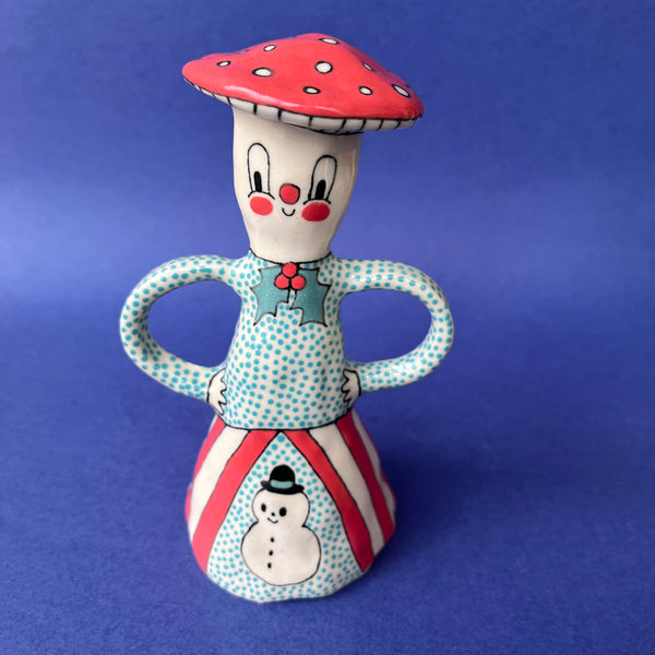 Ceramic Hand Built Oversized Mushroom Bell about 5-6"