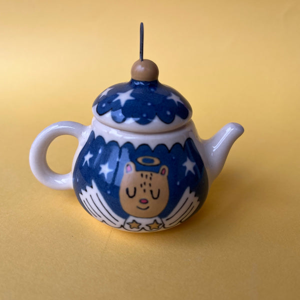 Ceramic Slip Cast Squirrel Angel Teapot Ornament