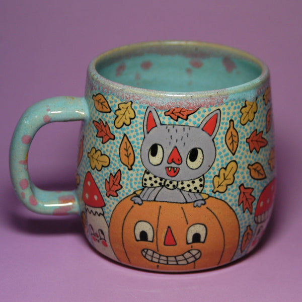 Ceramic Wheel Thrown Bat Mug 14.5oz
