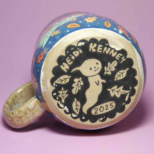 Wheel Thrown Ceramic Witch Cat Owl Mug 16.5oz