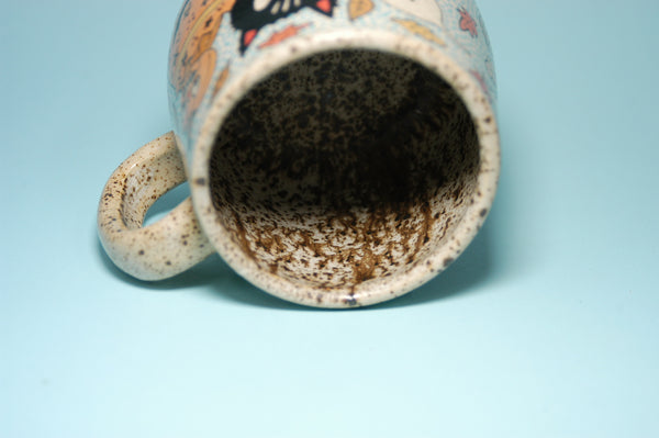Ceramic Wheel Thrown Halloween Cat Mug 15oz