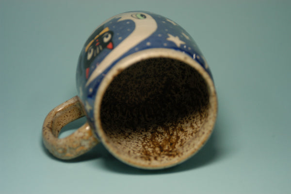 Ceramic Wheel Thrown Halloween Cats Mug 16.5oz