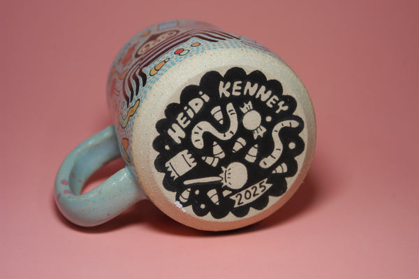 Ceramic Wheel Thrown Halloween Cat Spider Candy Mug 14oz