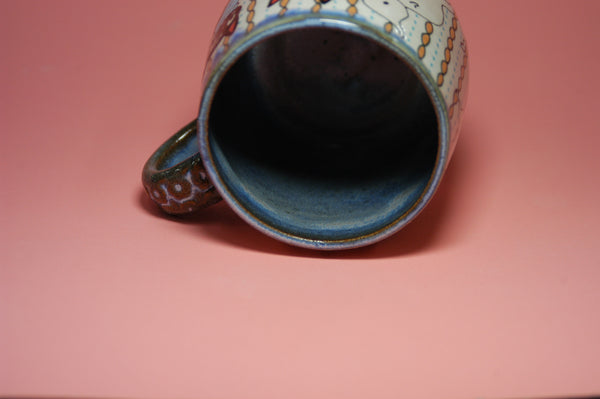 Ceramic Wheel Thrown Ouija Cats Mug 13oz