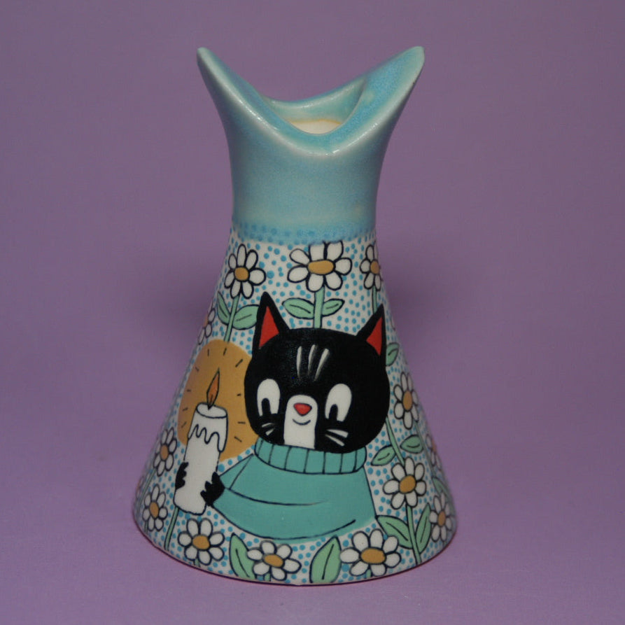 Ceramic Cat Candlestick Holder