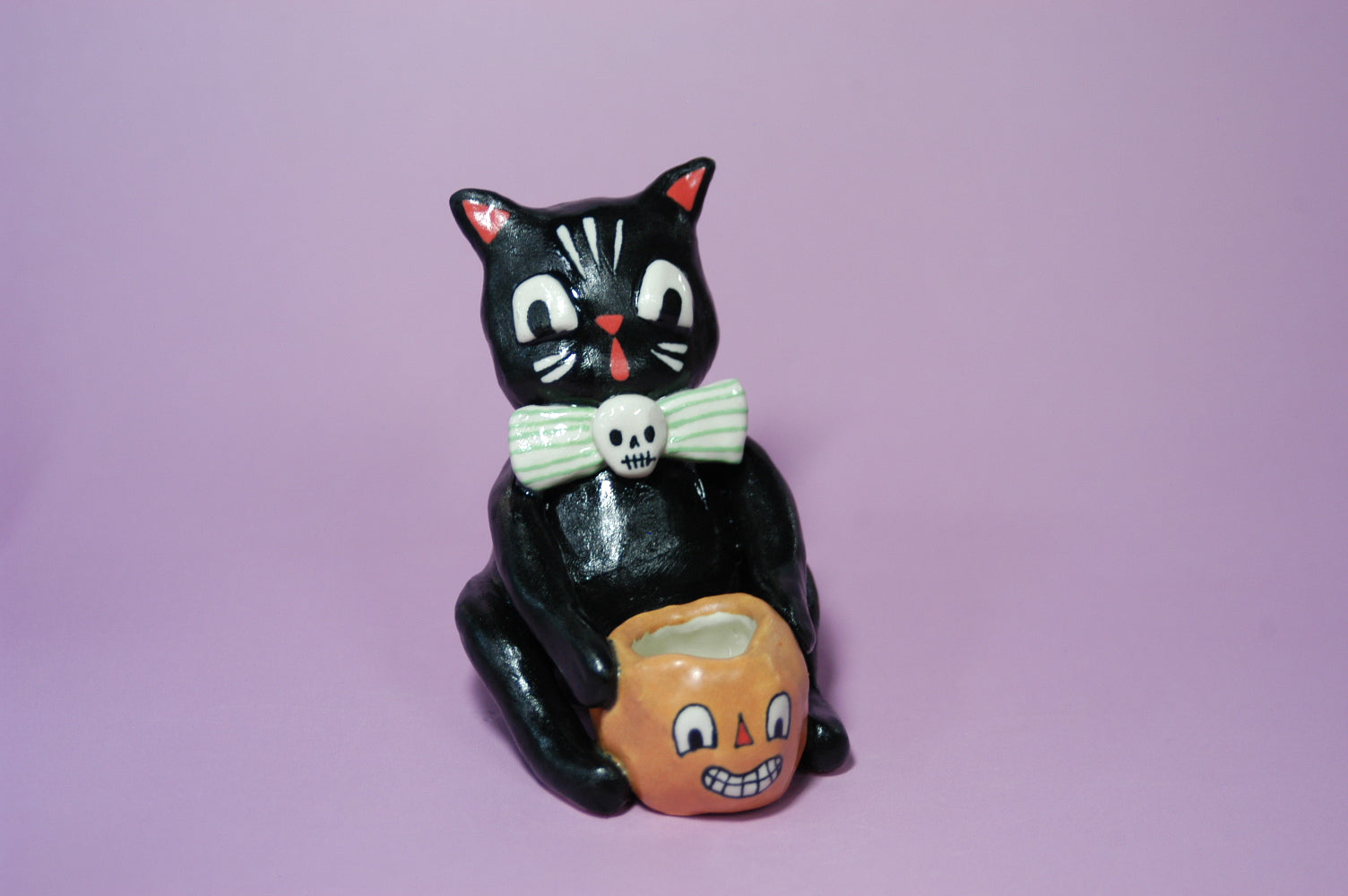 Ceramic Hand Built Halloween Cat