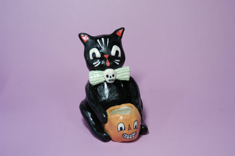 Ceramic Hand Built Halloween Cat
