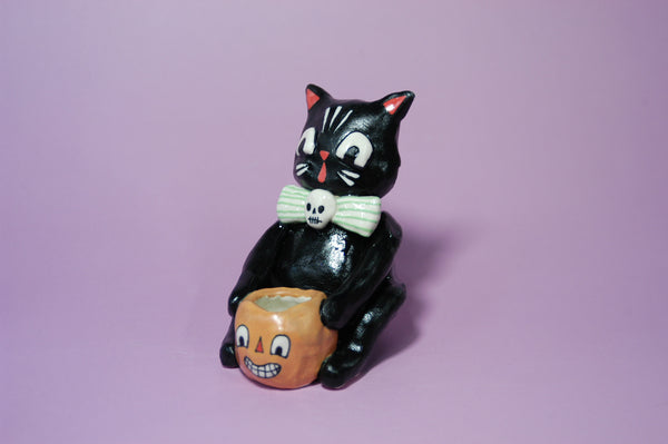 Ceramic Hand Built Halloween Cat