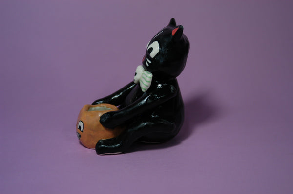 Ceramic Hand Built Halloween Cat