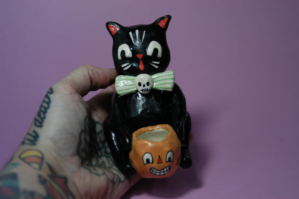 Ceramic Hand Built Halloween Cat