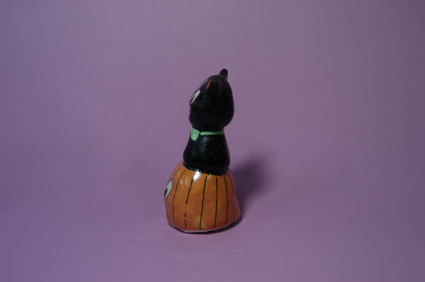 Ceramic Hand Built Halloween Cat Figure