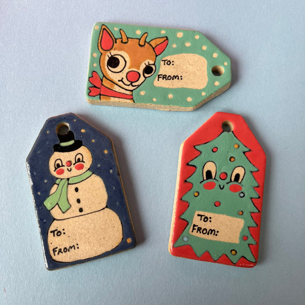 Ceramic Hand Built Gift Tags Set Of 3
