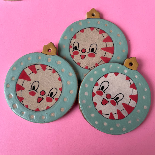 Ceramic Hand Built Peppermint Ornament